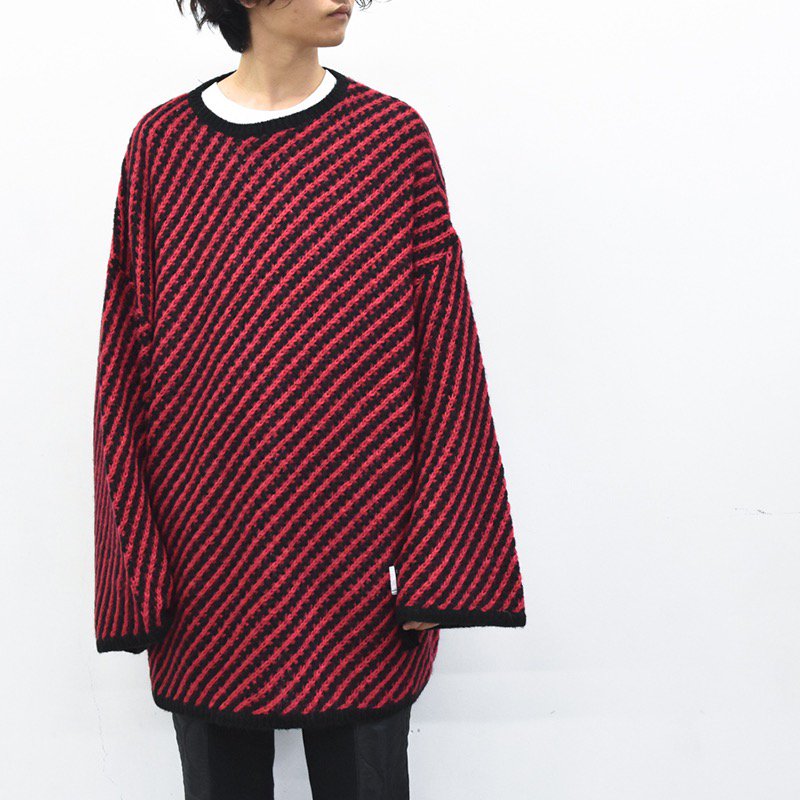 JUVENILE HALL ROLLCALL / 1790 DISTORTION KNIT TUNIC - BLACK/D.RED -  CRACKFLOOR WEBSHOP