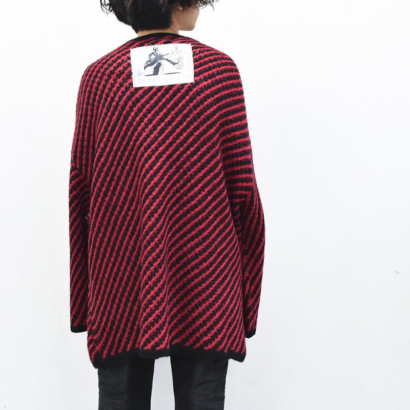 JUVENILE HALL ROLLCALL / 1790 DISTORTION KNIT TUNIC - BLACK/D.RED -  CRACKFLOOR WEBSHOP