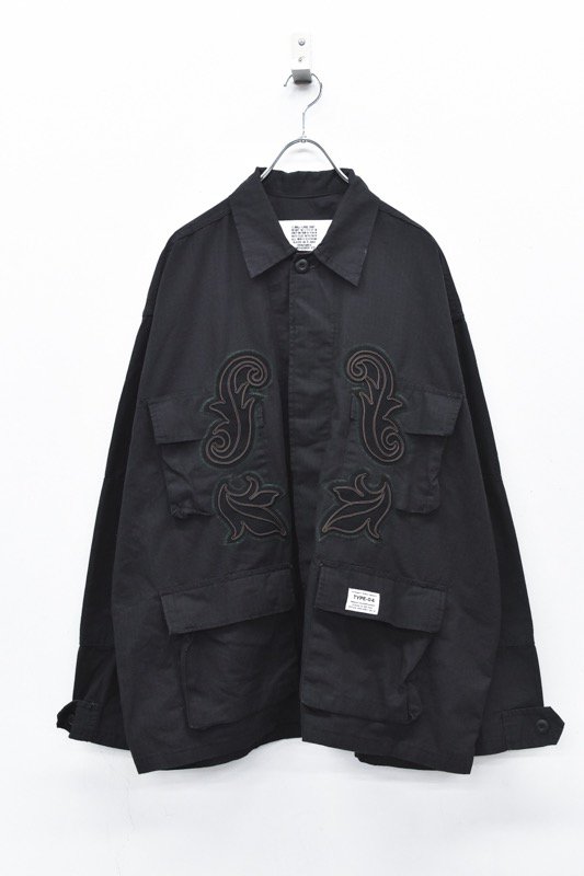 elephant TRIBAL fabrics / Code Embroidery BDU Jacket - BLACK