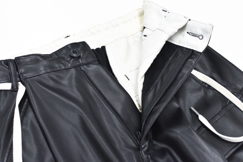 elephant TRIBAL fabrics / Fake Leather Fold Cargo Pants - BLACK -  CRACKFLOOR WEBSHOP