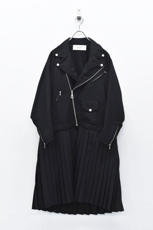 bedsidedrama / Rider pleats coat - BLACK