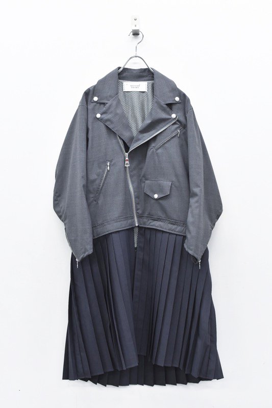bedsidedrama / Rider pleats coat - GRAY
