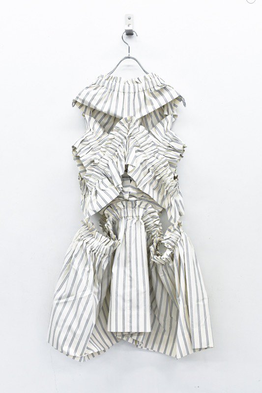 HOUGA / kiki frill skirt - WHITE STRIPE - CRACKFLOOR WEBSHOP