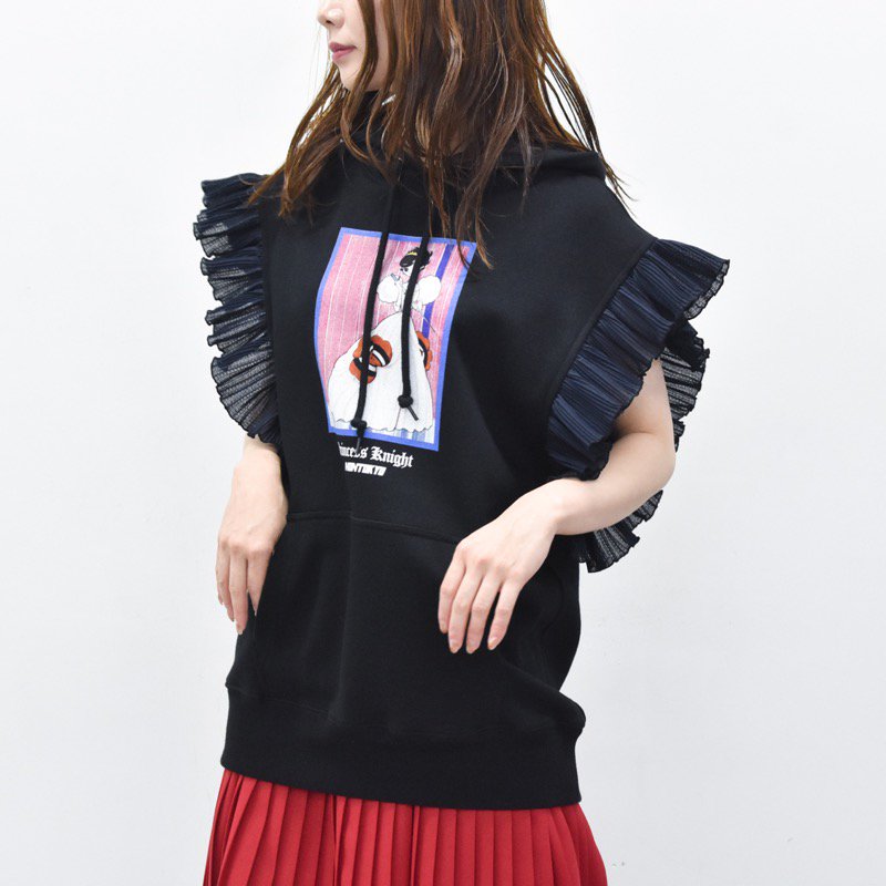 NON TOKYO / PLEATS FRILL NO-SLEEVE SWEAT - BLACK - CRACKFLOOR WEBSHOP