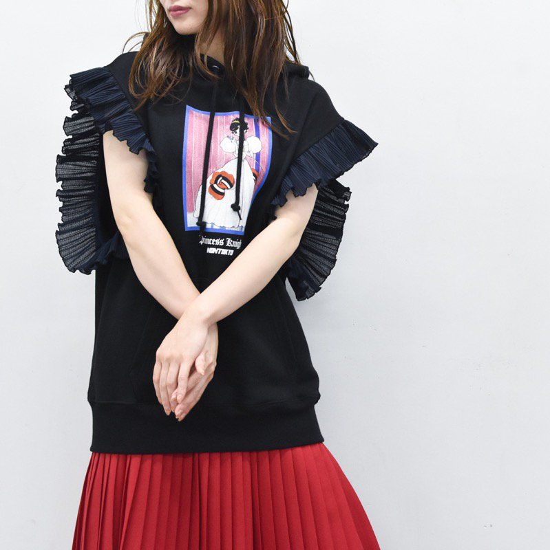 NON TOKYO / PLEATS FRILL NO-SLEEVE SWEAT - BLACK - CRACKFLOOR WEBSHOP