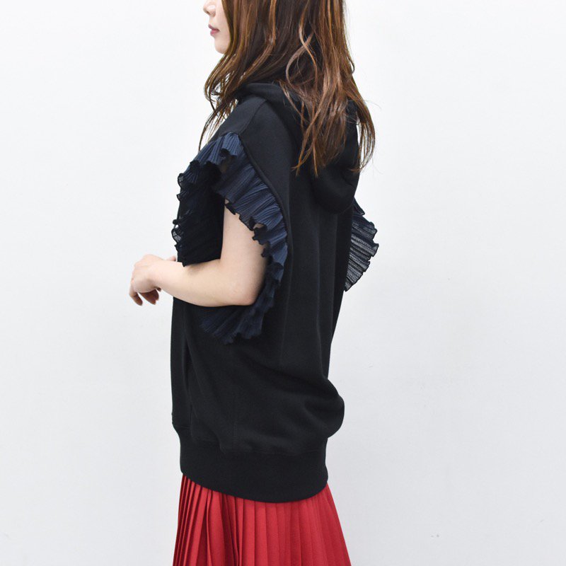 NON TOKYO / PLEATS FRILL NO-SLEEVE SWEAT - BLACK - CRACKFLOOR WEBSHOP