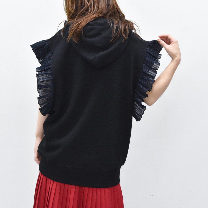 NON TOKYO / PLEATS FRILL NO-SLEEVE SWEAT - BLACK - CRACKFLOOR WEBSHOP