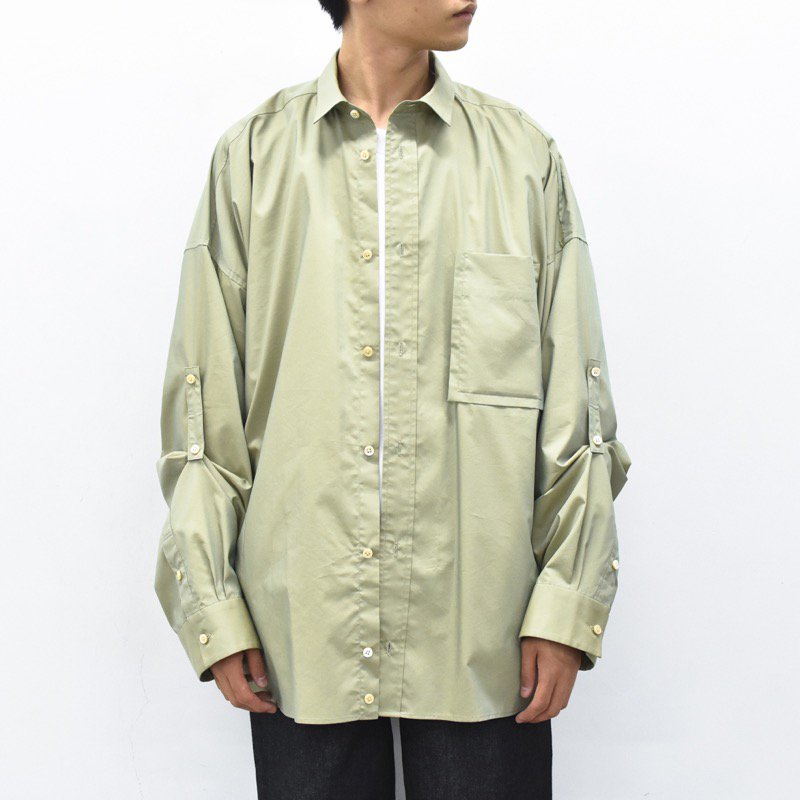 Dulcamara / タックアップLスリーブシャツ - LIGHT KHAKI - CRACKFLOOR WEBSHOP