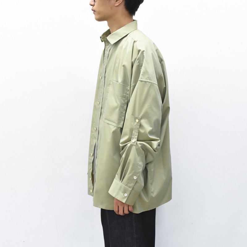 Dulcamara / タックアップLスリーブシャツ - LIGHT KHAKI - CRACKFLOOR WEBSHOP