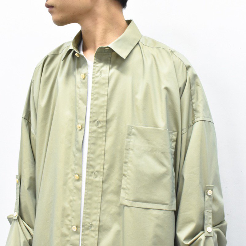 Dulcamara / タックアップLスリーブシャツ - LIGHT KHAKI - CRACKFLOOR WEBSHOP