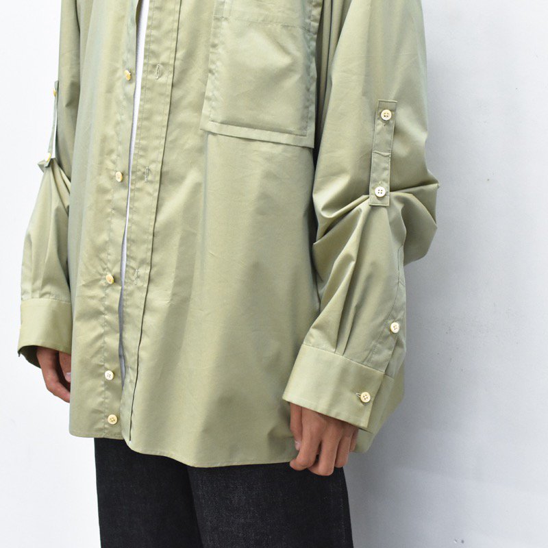 Dulcamara / タックアップLスリーブシャツ - LIGHT KHAKI - CRACKFLOOR WEBSHOP