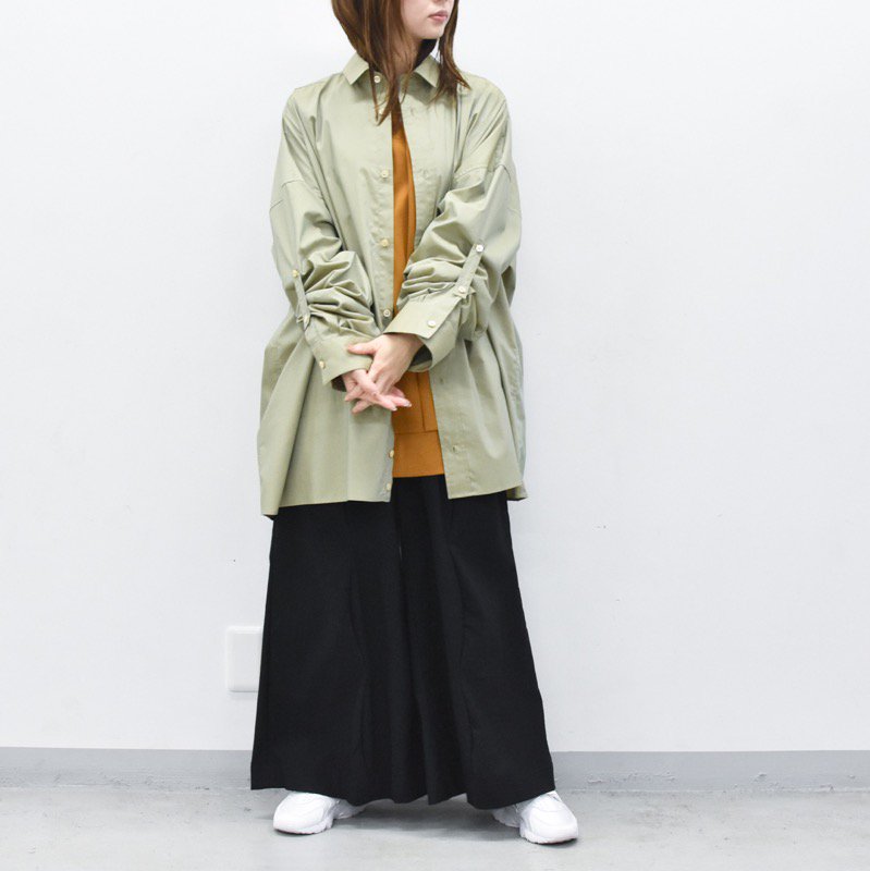 Dulcamara / タックアップLスリーブシャツ - LIGHT KHAKI - CRACKFLOOR WEBSHOP