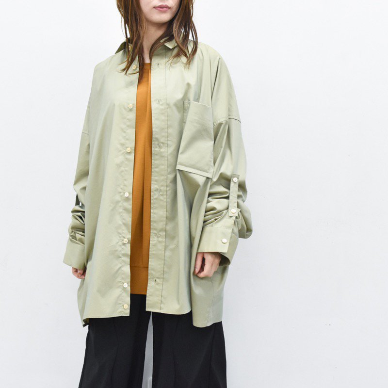 Dulcamara / タックアップLスリーブシャツ - LIGHT KHAKI - CRACKFLOOR WEBSHOP