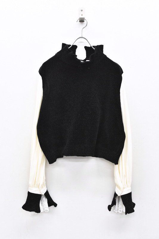 YUKI SHIMANE / Bishop sleeve Knit top - BLACK