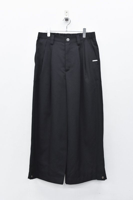 prasthana / Folding Wide Trousers - BLACK