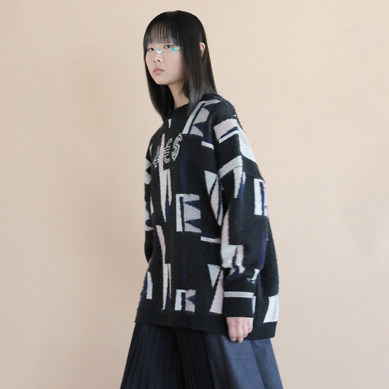 bedsidedrama / YES Knit Sweater - BLACK - CRACKFLOOR WEBSHOP