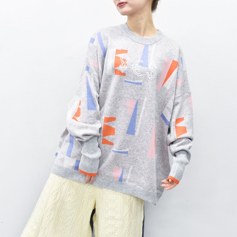 bedsidedrama / YES Knit Sweater - GREY - CRACKFLOOR WEBSHOP