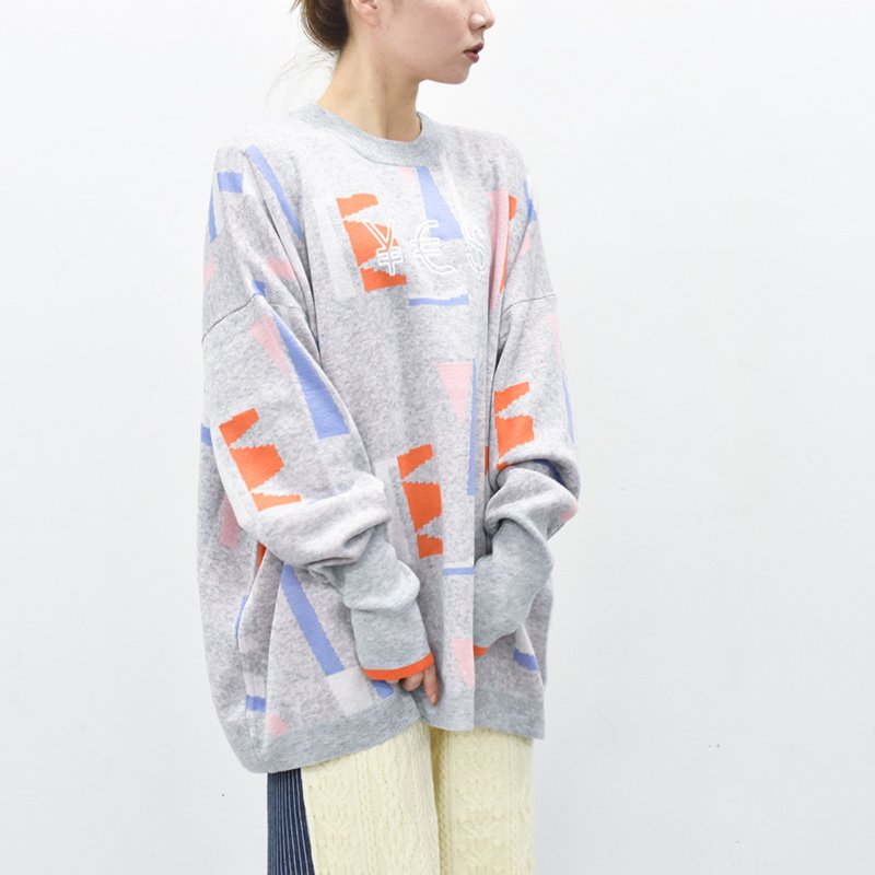 bedsidedrama / YES Knit Sweater - GREY - CRACKFLOOR WEBSHOP