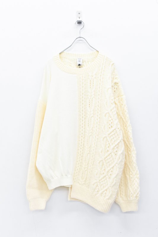 SESSIONS by STORAMA / Collage mix knit sweater - OFF WHITE