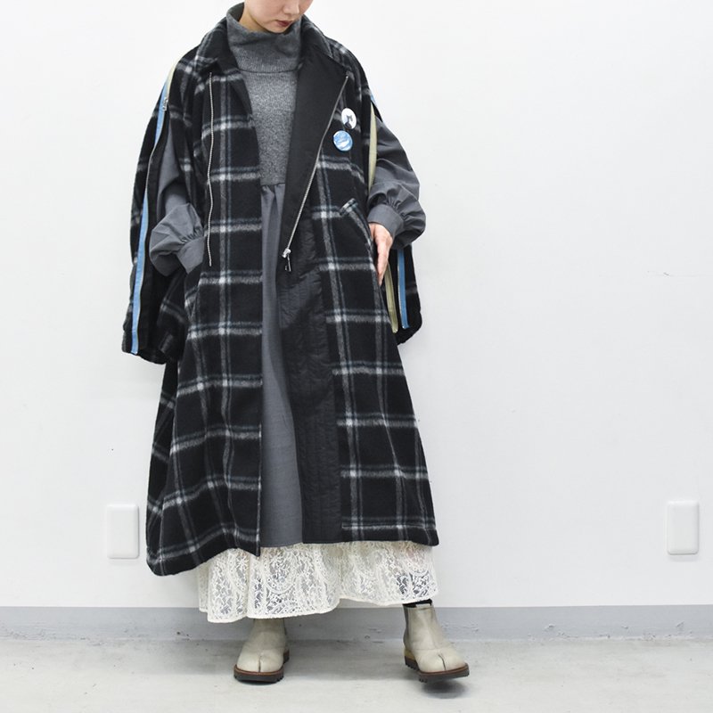 SESSIONS by STORAMA / 2WAY wool check line coat - BLACK 