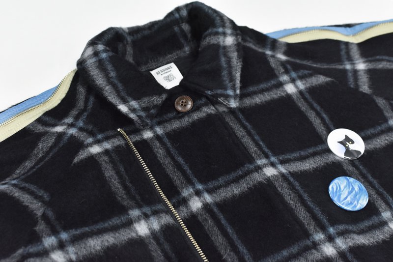 SESSIONS by STORAMA / 2WAY wool check line coat - BLACK - CRACKFLOOR WEBSHOP