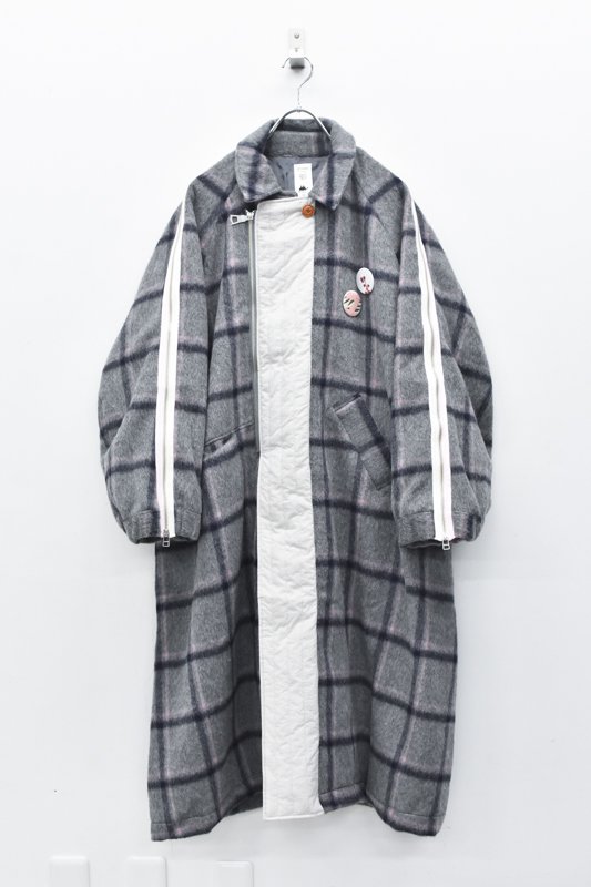 SESSIONS by STORAMA / 2WAY wool check line coat - GREY