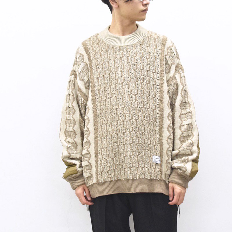 elephant TRIBAL fabrics / Hybrid Knit - BEIGE - CRACKFLOOR WEBSHOP