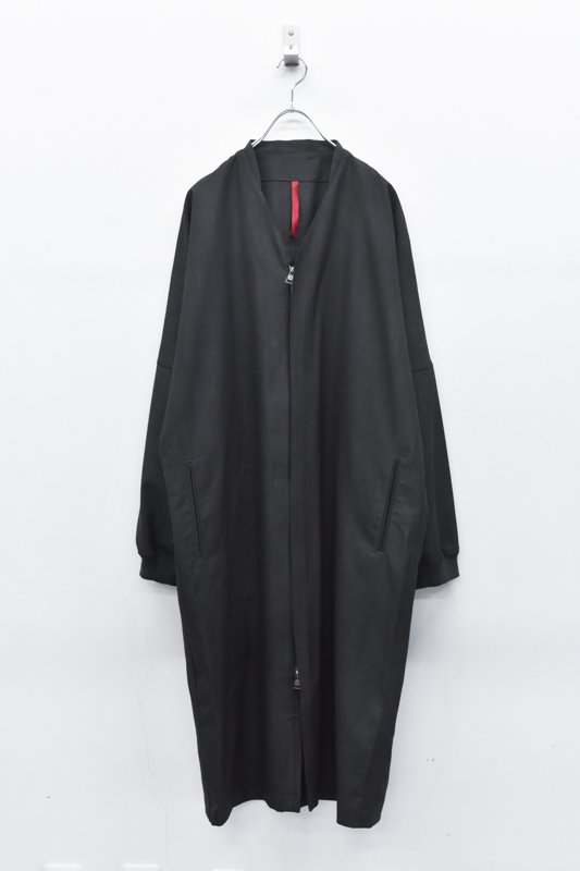 YANTOR / Uneven Dyed Wool Zipup Coat - BLACK