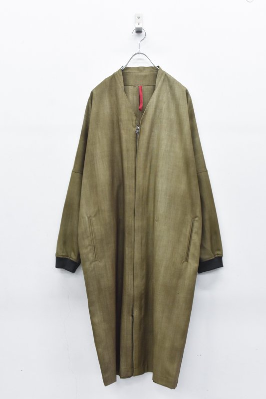 YANTOR / Uneven Dyed Wool Zipup Coat - BEIGE
