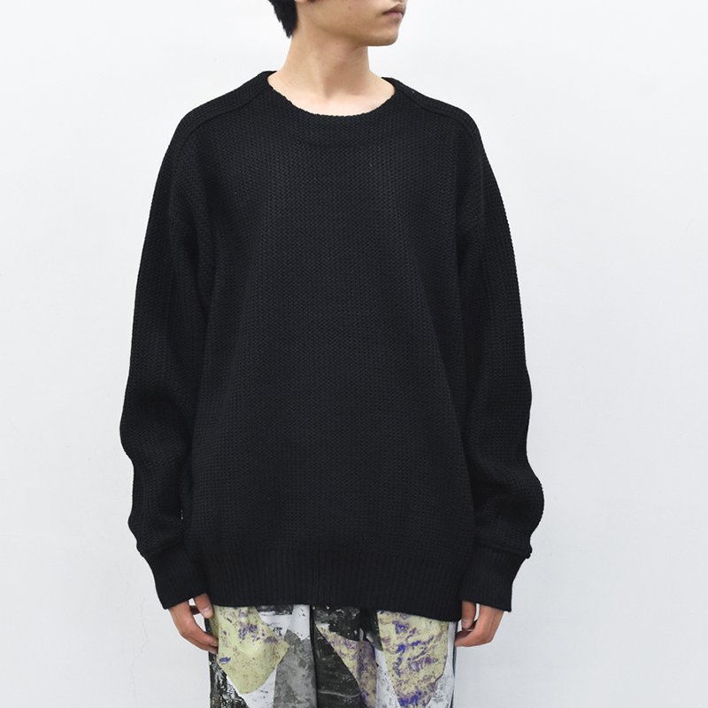 YANTOR / Plating WoolCotton Wide Sweater - BLACK - CRACKFLOOR WEBSHOP