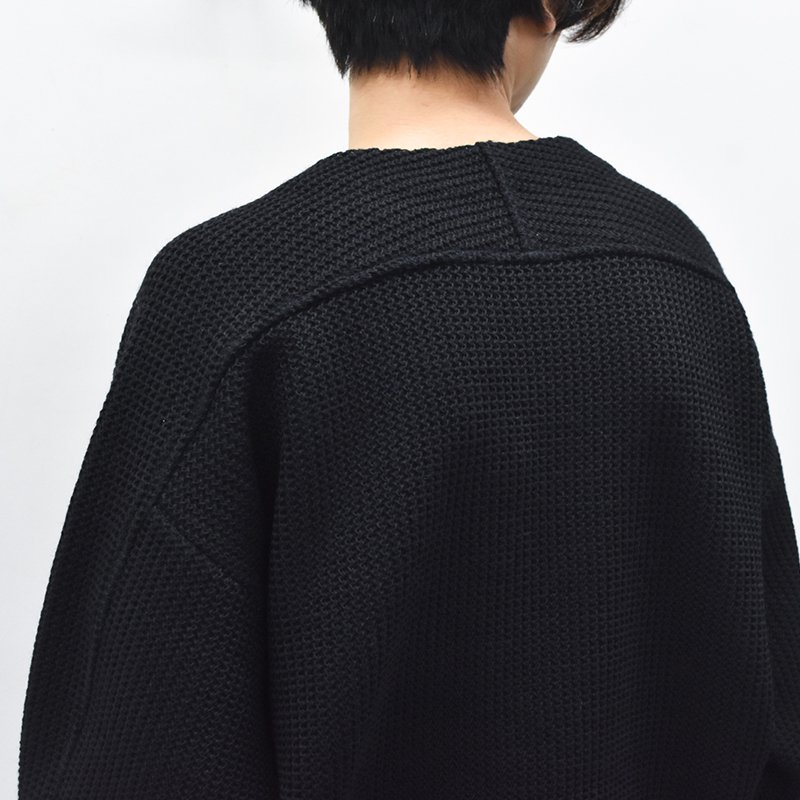 YANTOR / Plating WoolCotton Wide Sweater - BLACK - CRACKFLOOR WEBSHOP