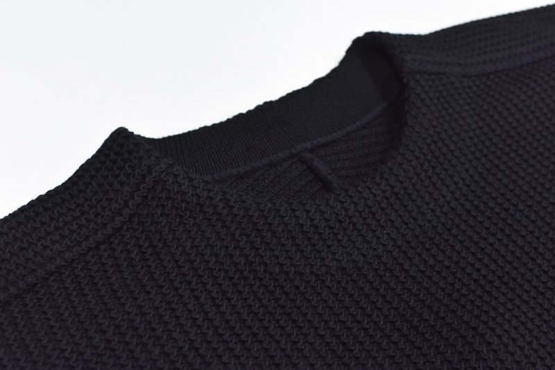 YANTOR / Plating WoolCotton Wide Sweater - BLACK - CRACKFLOOR WEBSHOP