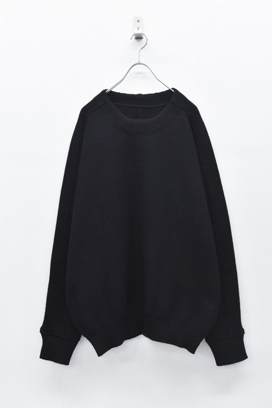 YANTOR / Plating WoolCotton Wide Sweater - BLACK