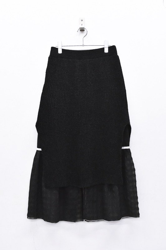 YUKI SHIMANE Gingham Rib knit skirt - ロングスカート