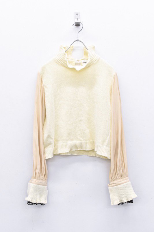 YUKI SHIMANE / Bishop sleeve Knit top - WHITE