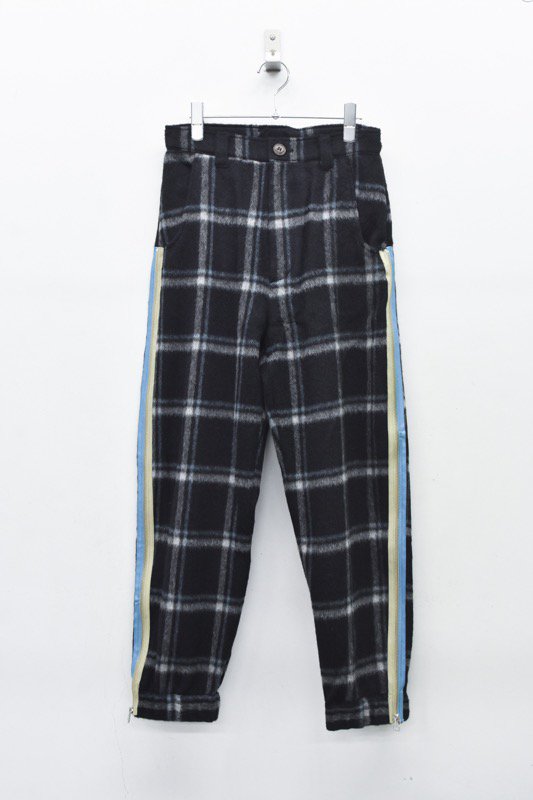 SESSIONS by STORAMA / Wool check line pants - BLACK