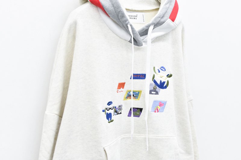 bedsidedrama ODDTAXI / City Scenery Embroidery Hoodie - OAT MEAL