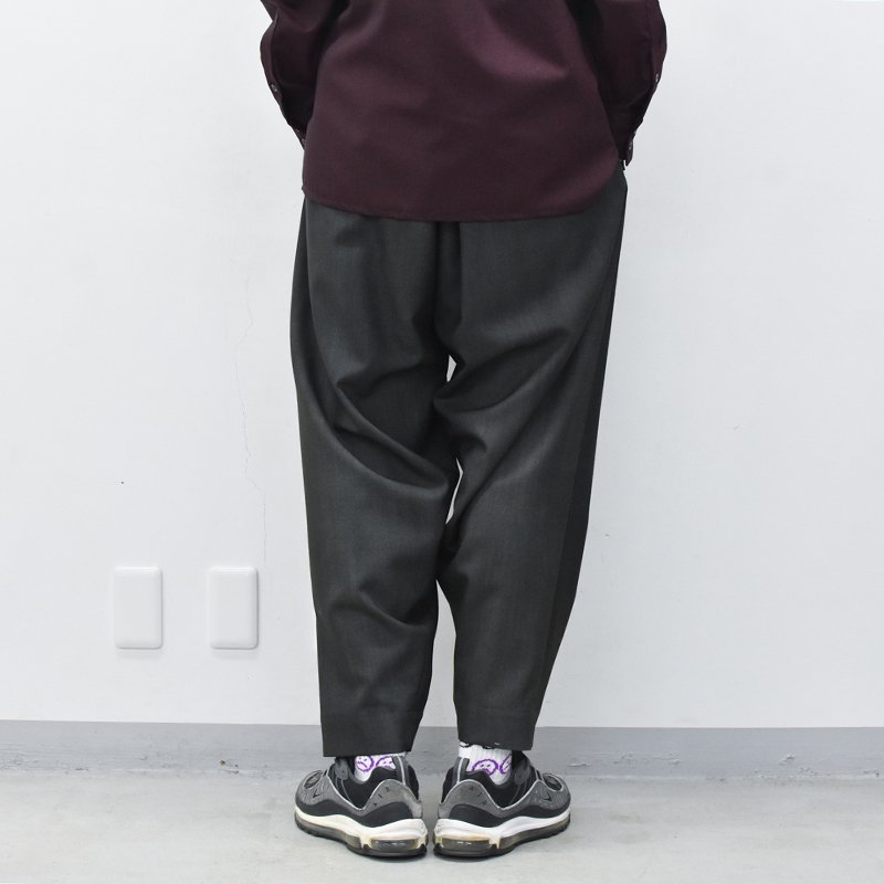 YANTOR / Uneven Dyed Wool 6tuck Pants - BLACK - CRACKFLOOR WEBSHOP