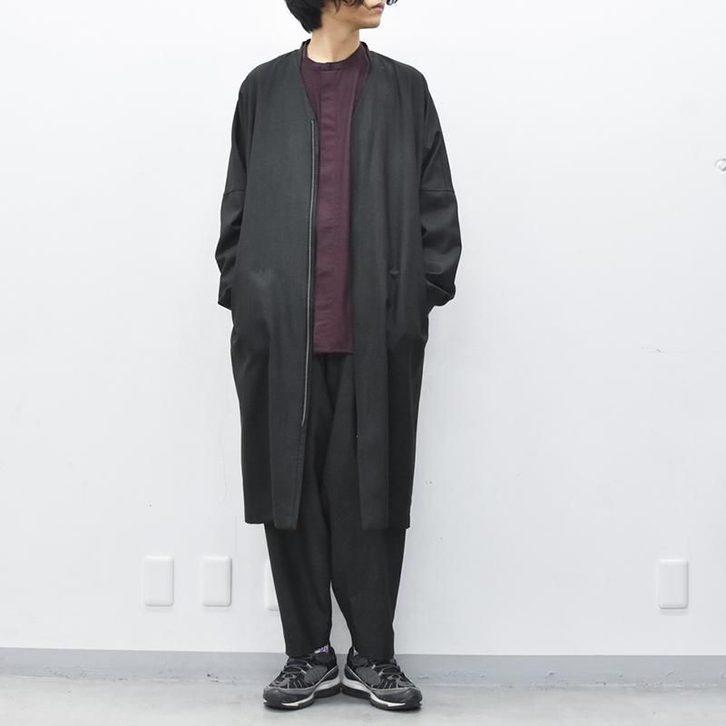 YANTOR / Uneven Dyed Wool 6tuck Pants - BLACK 