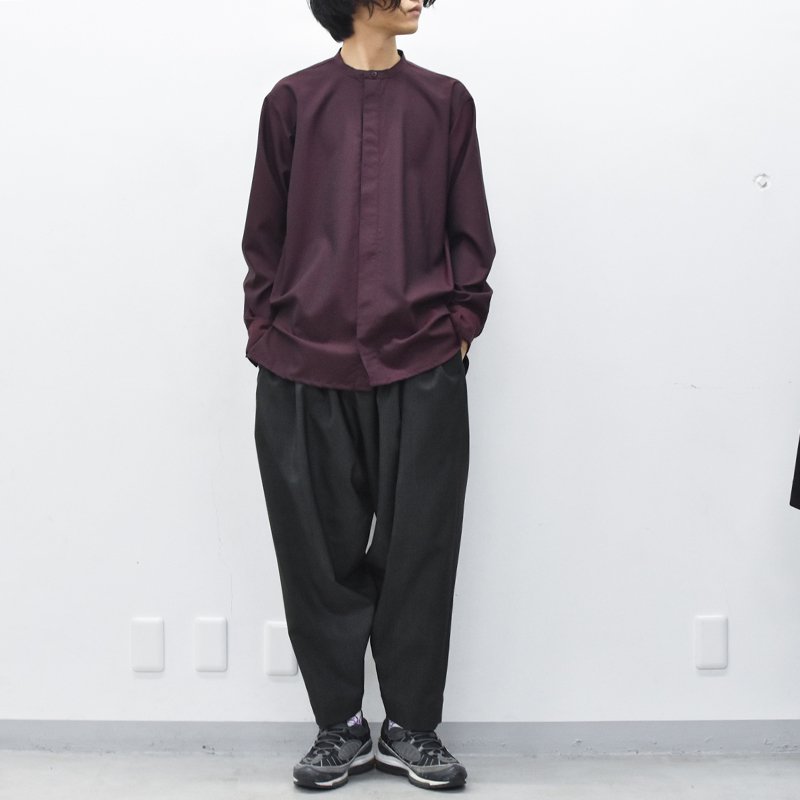 YANTOR / Uneven Dyed Wool 6tuck Pants - BLACK