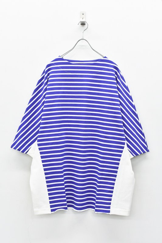 My Beautiful Landlet / BASQUE BORDER S/S TEE - BLUE - CRACKFLOOR