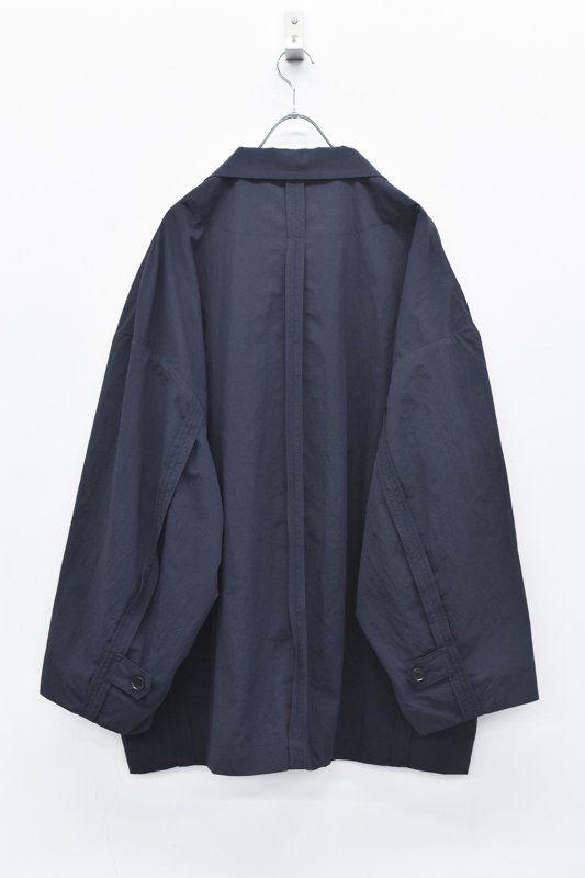 VOAAOV / Nylon Ripstop Taffeta Tailored Double Big Jacket - NAVY