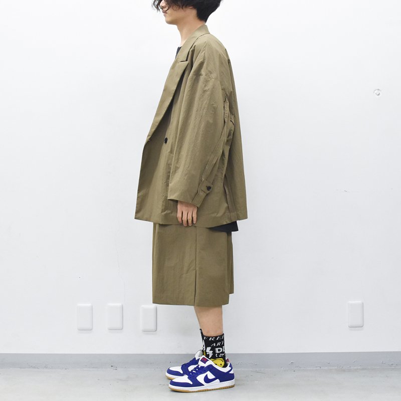 VOAAOV / Nylon Ripstop Taffeta Tailored Double Big Jacket - KHAKI 