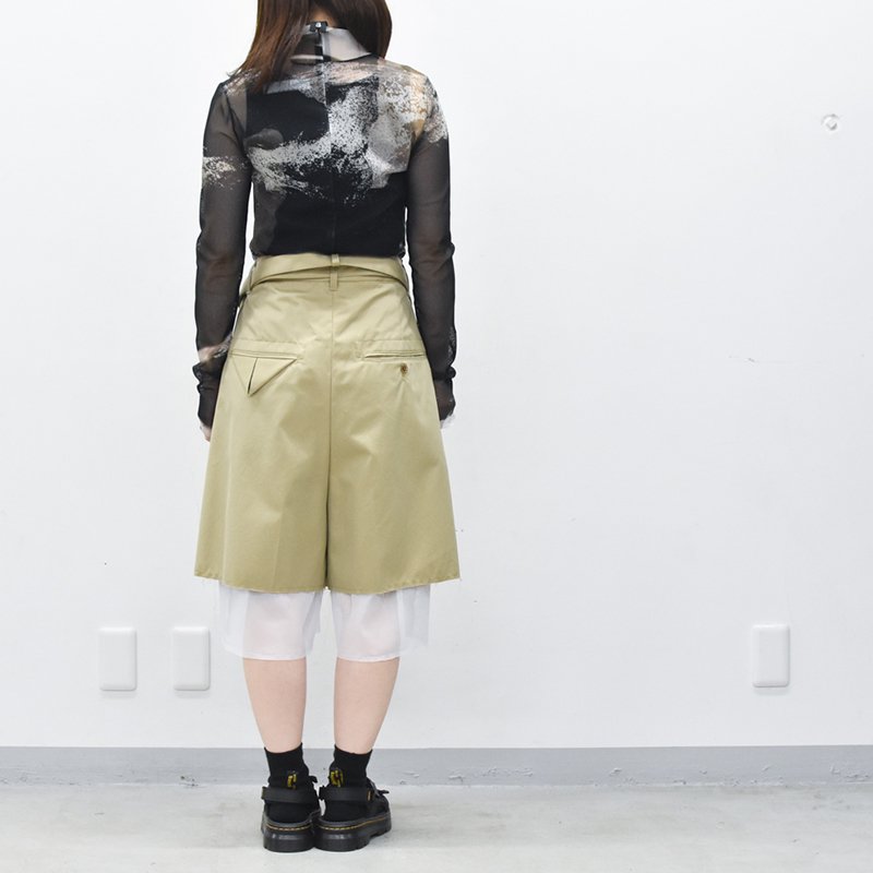 BASE MARK / Comb. Hole Half Pants - BEIGE, - CRACKFLOOR WEBSHOP