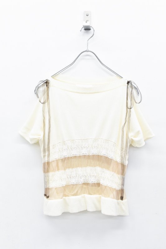 YUKI SHIMANE / Shirring Knit top - WHITE