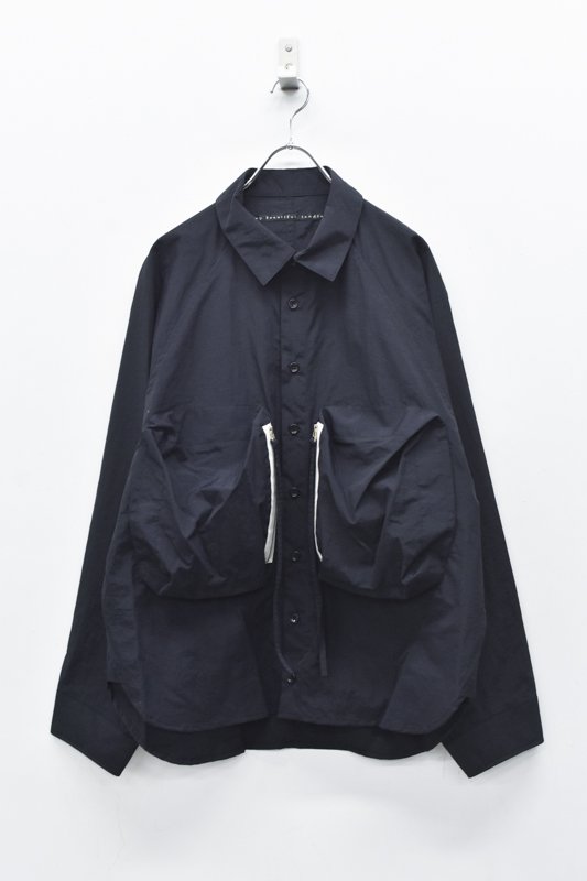 My Beautiful Landlet / NYLON DYED TAFFETA BIG SHIRT - BLACK