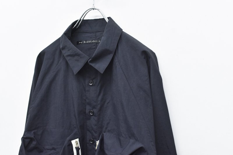 My Beautiful Landlet / NYLON DYED TAFFETA BIG SHIRT - BLACK