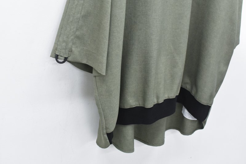 VOAAOV /GABERDINE Gather Sleeve T-Shirt - OLIVE - CRACKFLOOR WEBSHOP