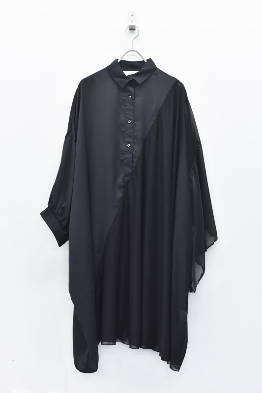 BEDSIDEDRAMA / Slash change dress shirt - BLACK