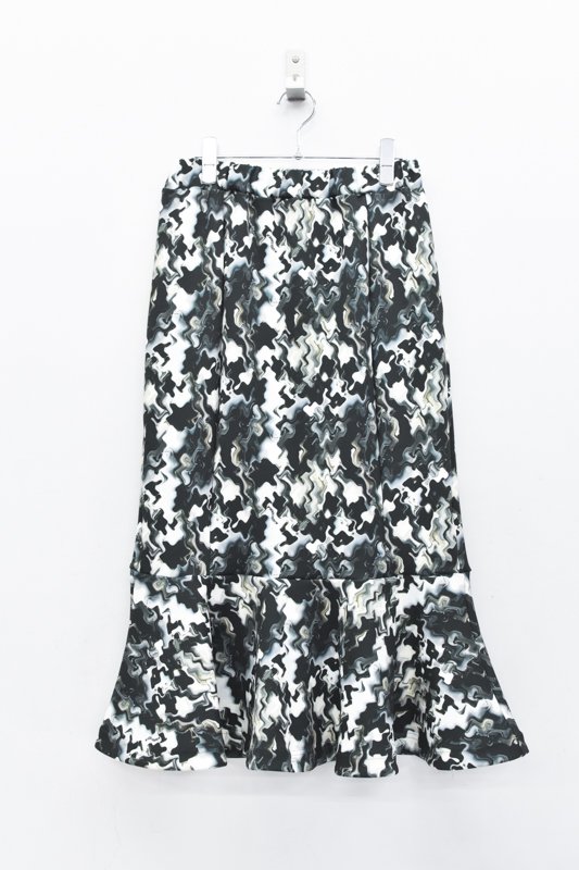 RIDDLEMMA / Circle Flare skirt - PRINT BLACK